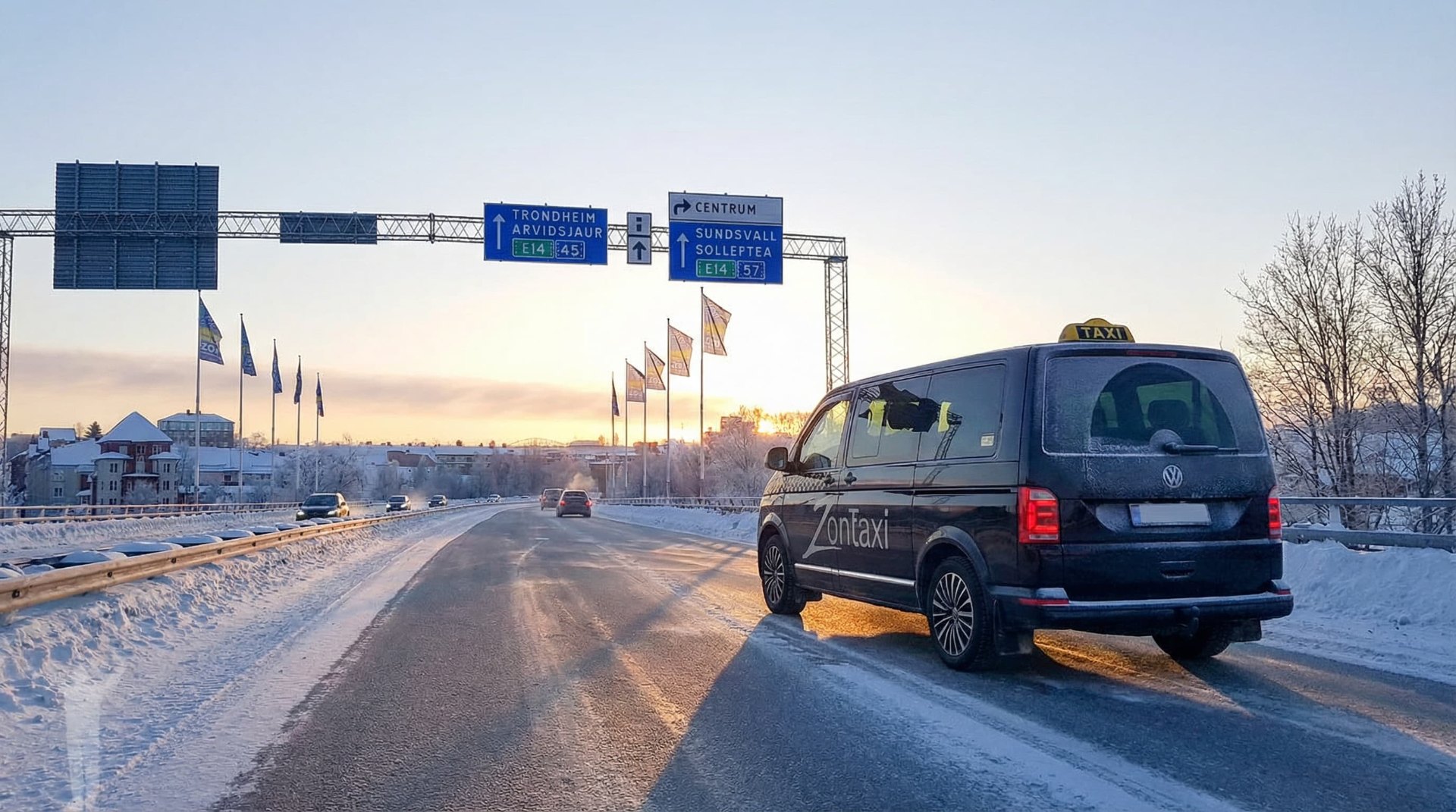 Frösöbron med Storsjön och Östersund i bakgrunden - Taxi Frösön